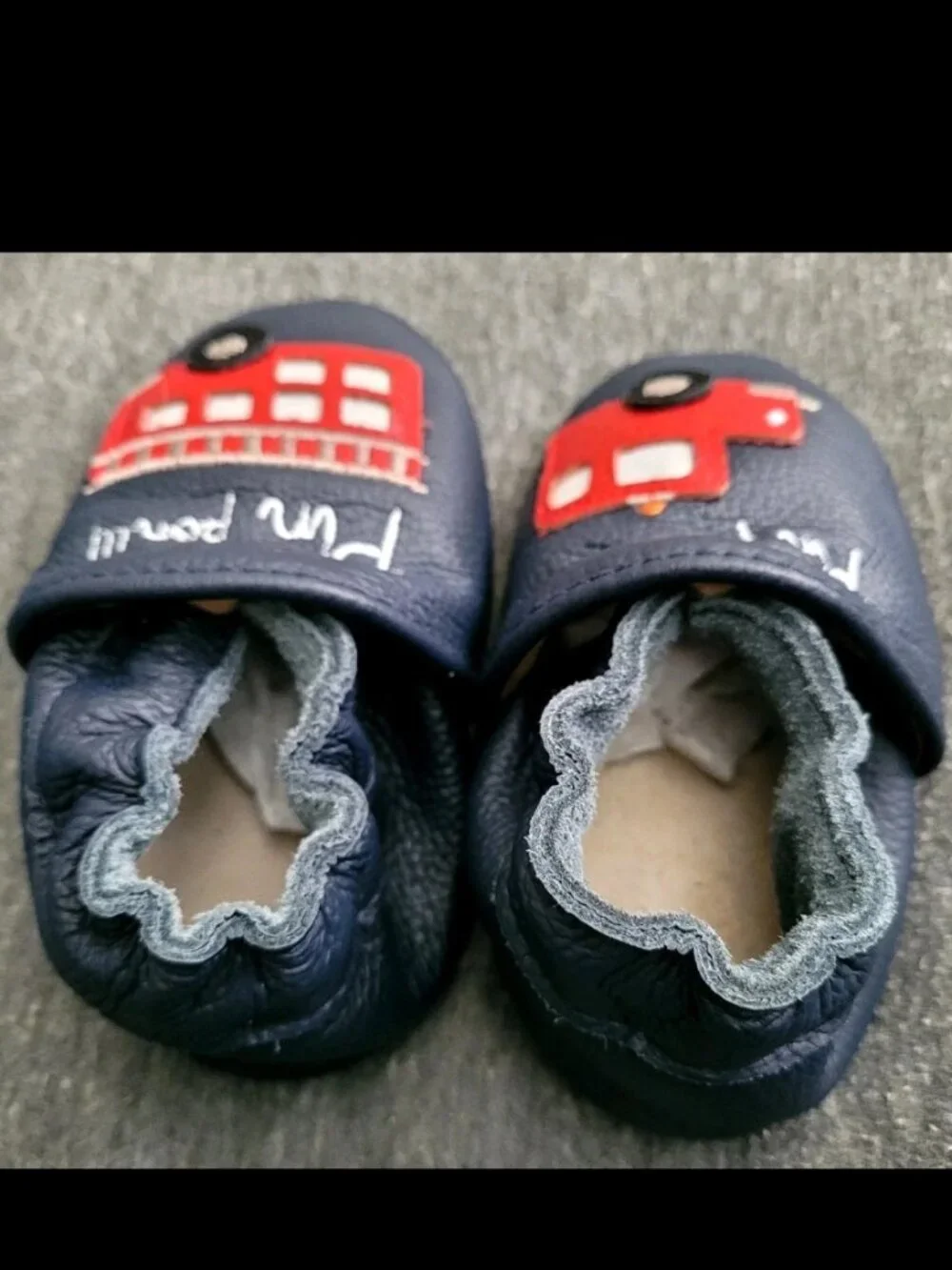 NWOT 🚒 Navy Blue Crib Shoes W. A Firetruck & Siren Sound 